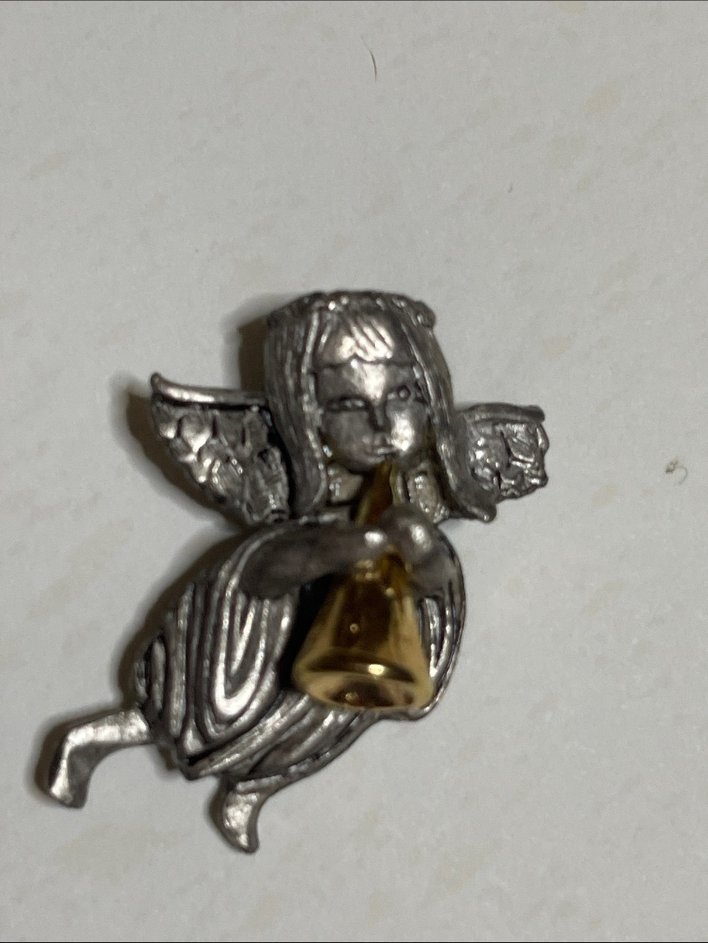 David Monn  Silver Angel Pendant with Gold Bell Accent.  From 1995